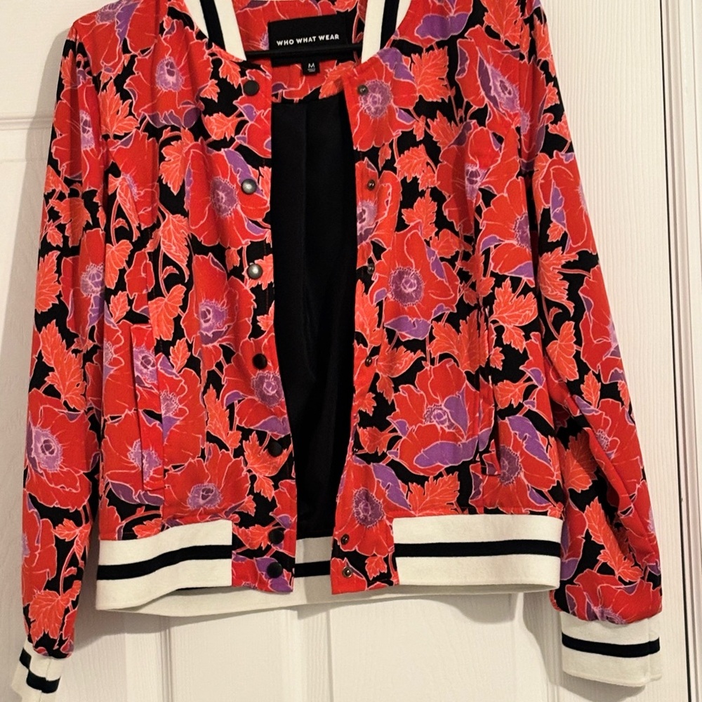 Who What Wear Women's Floral Jacket - Red and Black size M